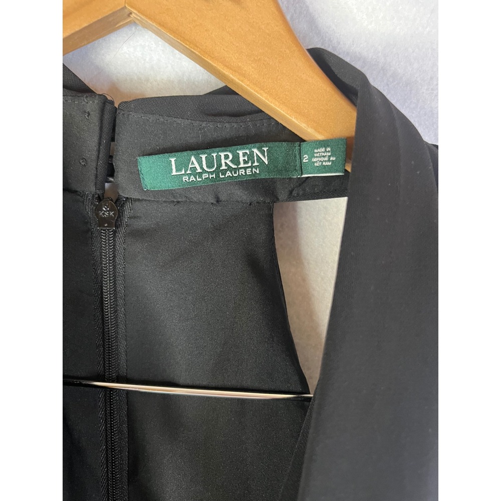Lauren Ralph Lauren black sleeveless jumpsuit Sz 2 deep v-neckline flowing pants - Picture 3 of 8